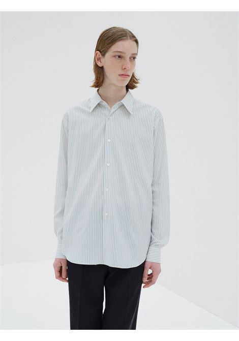 cotton silk stripe man white AURALEE | A25AS01CSWHITE STRIPE